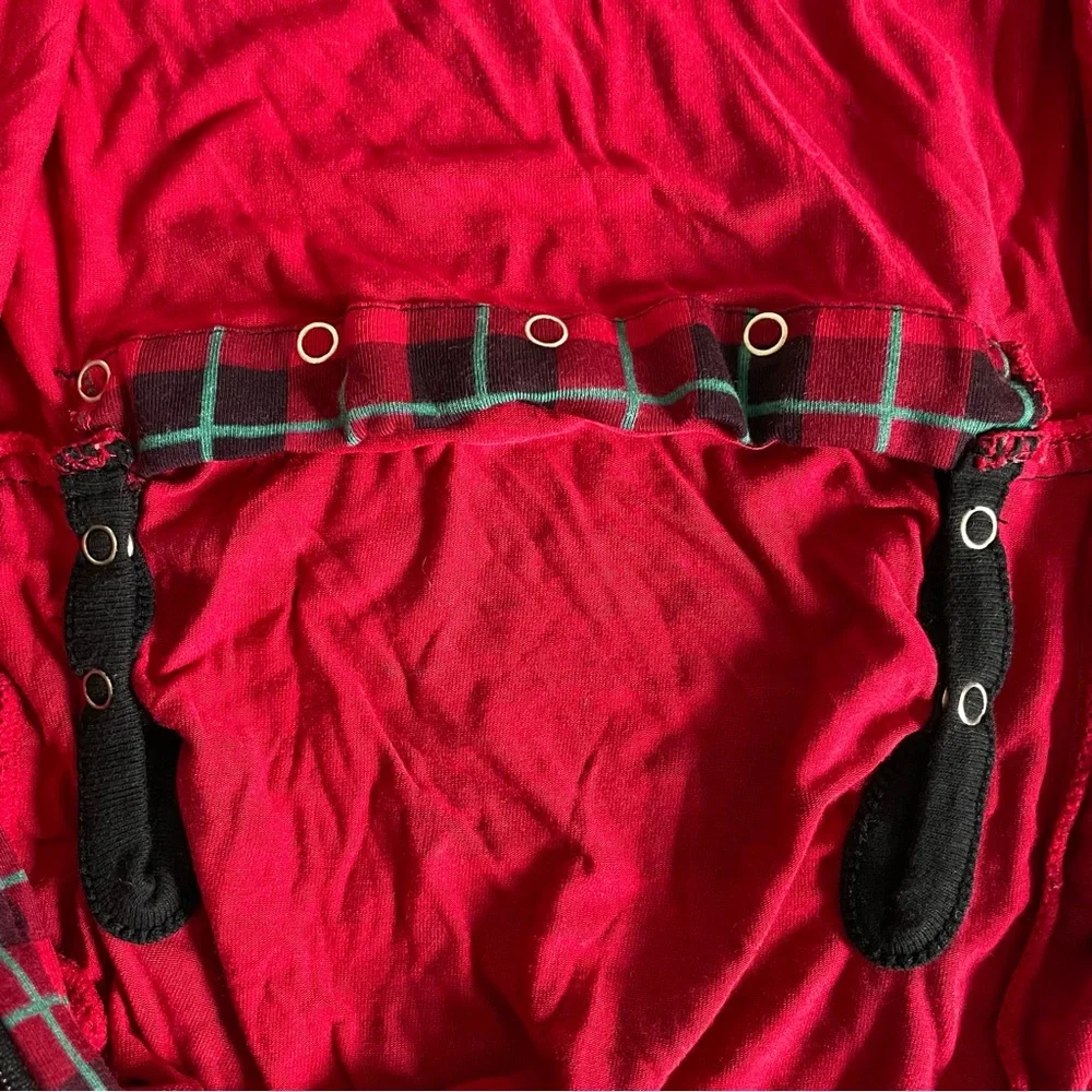 Kickee Pants Red Plaid Ruffle Bamboo Zip One Piece